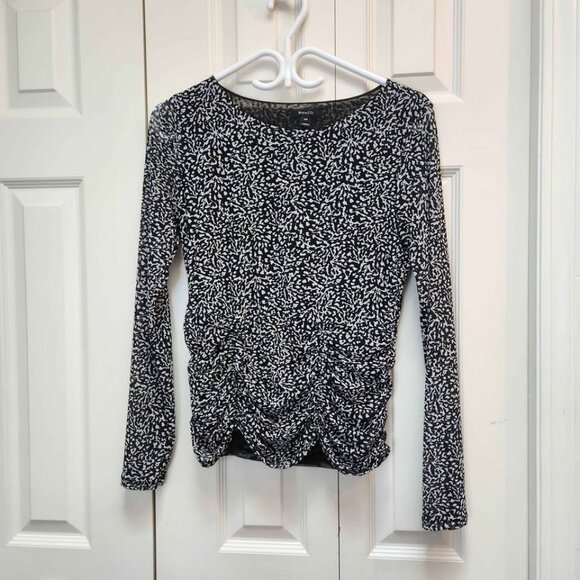 [M] RW&Co Black & White Long-sleeved Top‎ Size Medium Animal Print Lined - Picture 1 of 9
